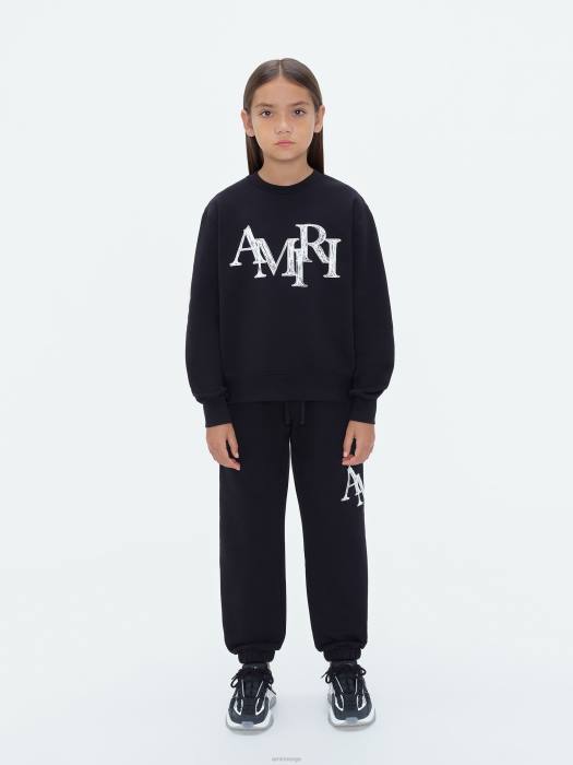 AMIRI barn svart merke forskjøvet scribble crewneck NFBX351