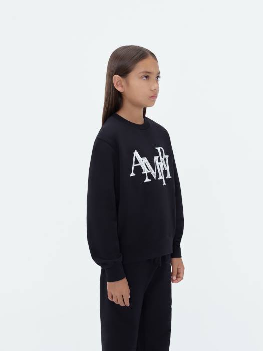 AMIRI barn svart merke forskjøvet scribble crewneck NFBX351