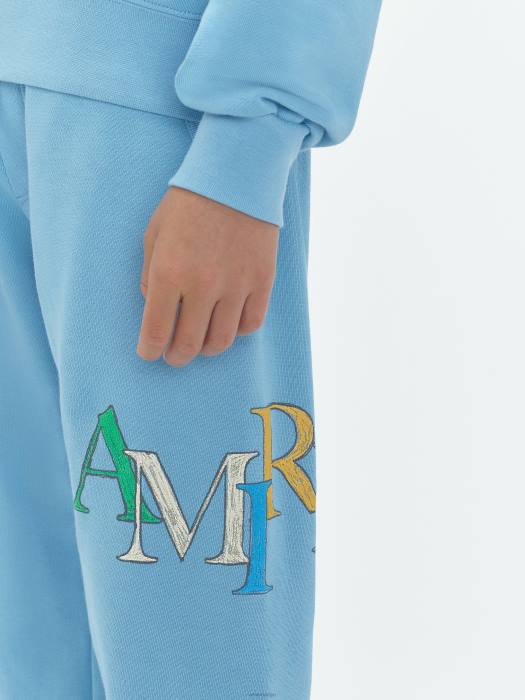 AMIRI barn luftblått merke staggered scribble joggebukse NFBX365