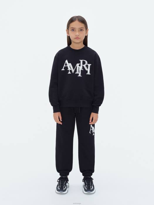 AMIRI barn svart merke staggered scribble joggebukse NFBX361